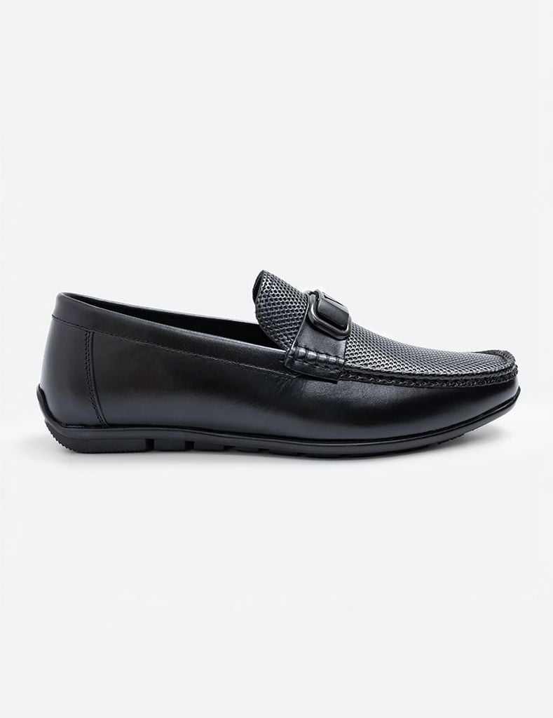 Giày da moccasin nam vân hạt