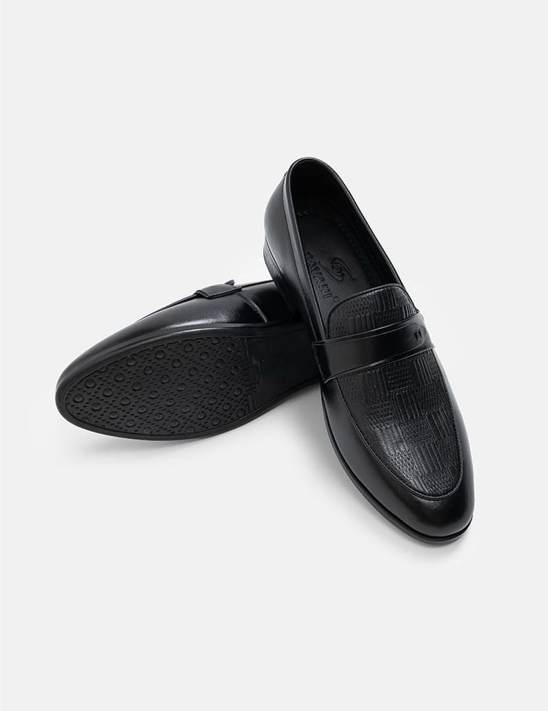Giày da loafer nam vân hỗn hợp đai ngang trang trí