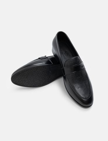 Giày da loafer nam vân hỗn hợp đai ngang trang trí