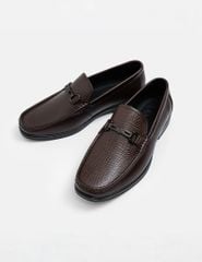 Giày moccasin da bò vân hạt