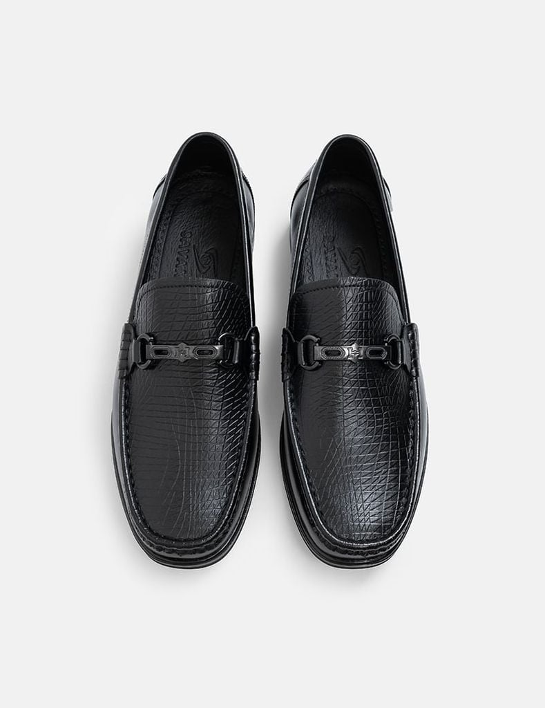 Giày moccasin da bò vân hạt