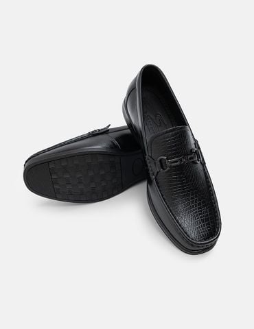 Giày moccasin da bò vân hạt