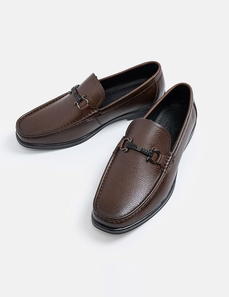 Giày loafer nam vân hạt đế cao su