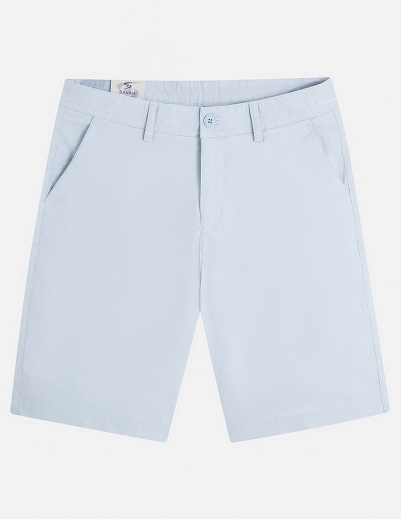 Quần short khaki nam cạp thường sườn cạp thêu chữ