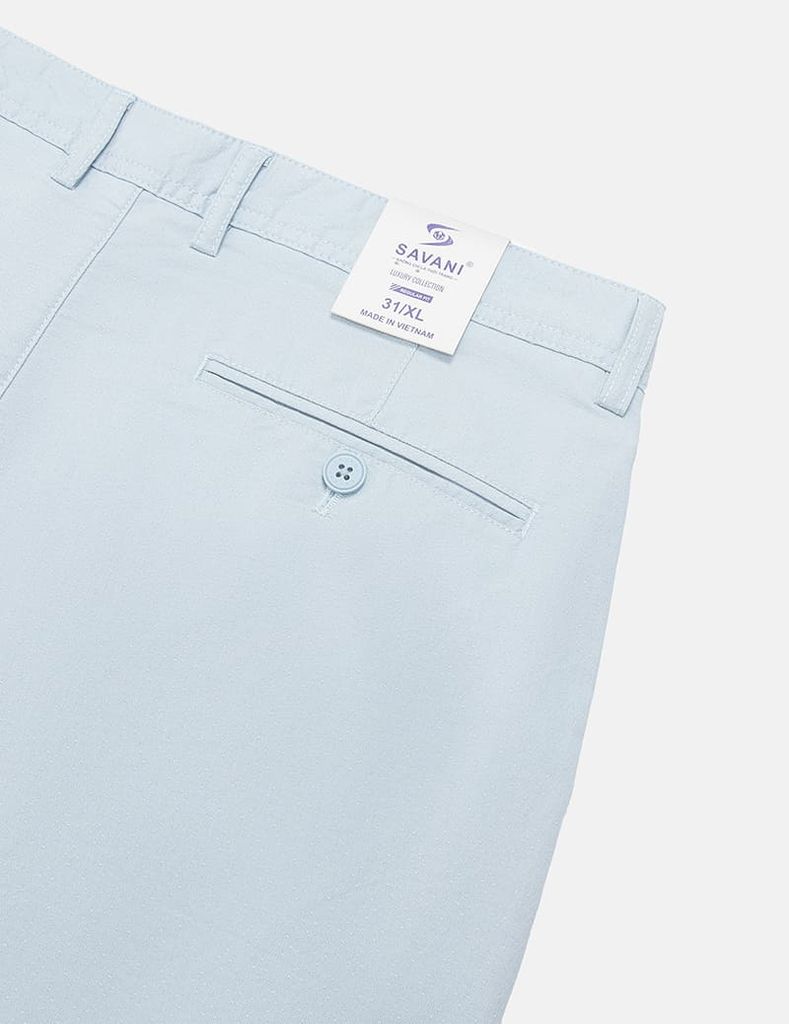 Quần short khaki nam cạp thường sườn cạp thêu chữ