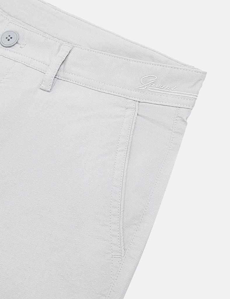 Quần short khaki nam cạp thường sườn cạp thêu chữ