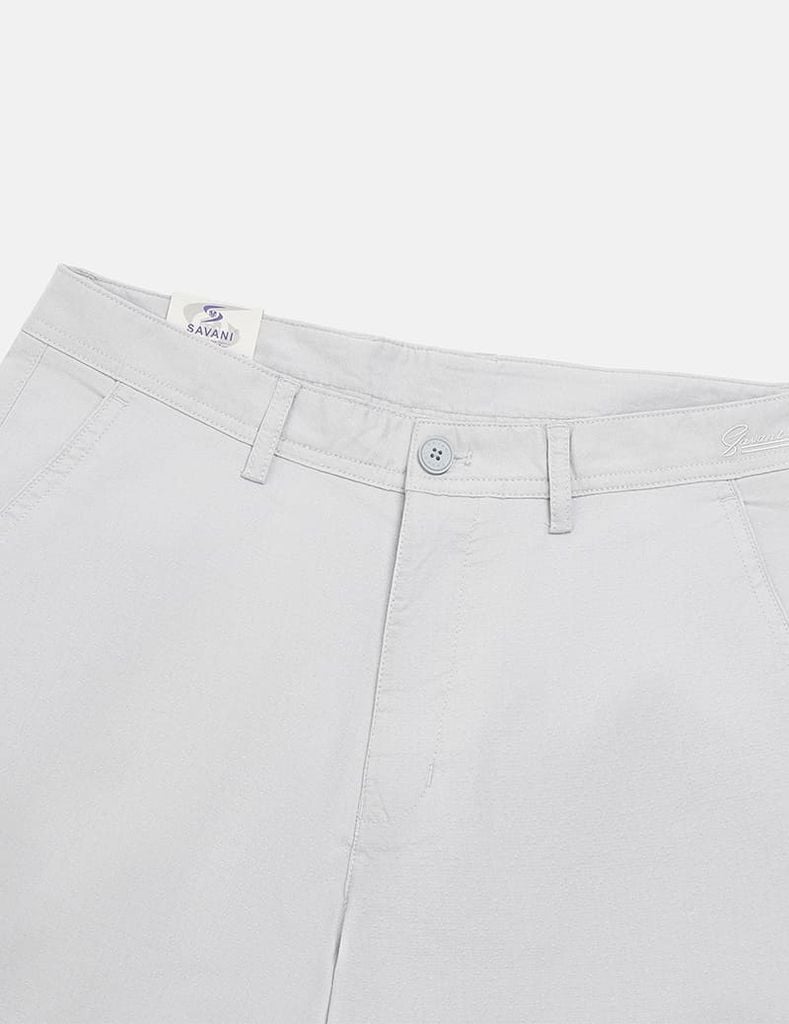 Quần short khaki nam cạp thường sườn cạp thêu chữ