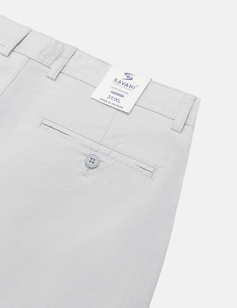 Quần short khaki nam cạp thường sườn cạp thêu chữ