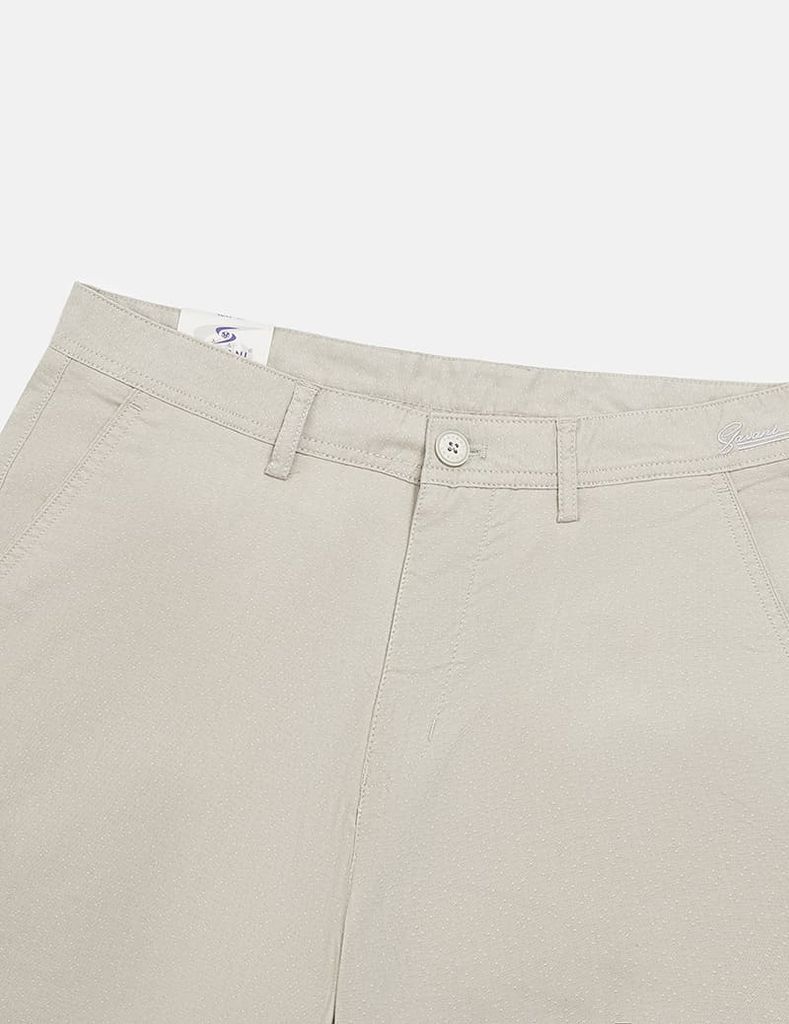 Quần short khaki nam cạp thường sườn cạp thêu chữ