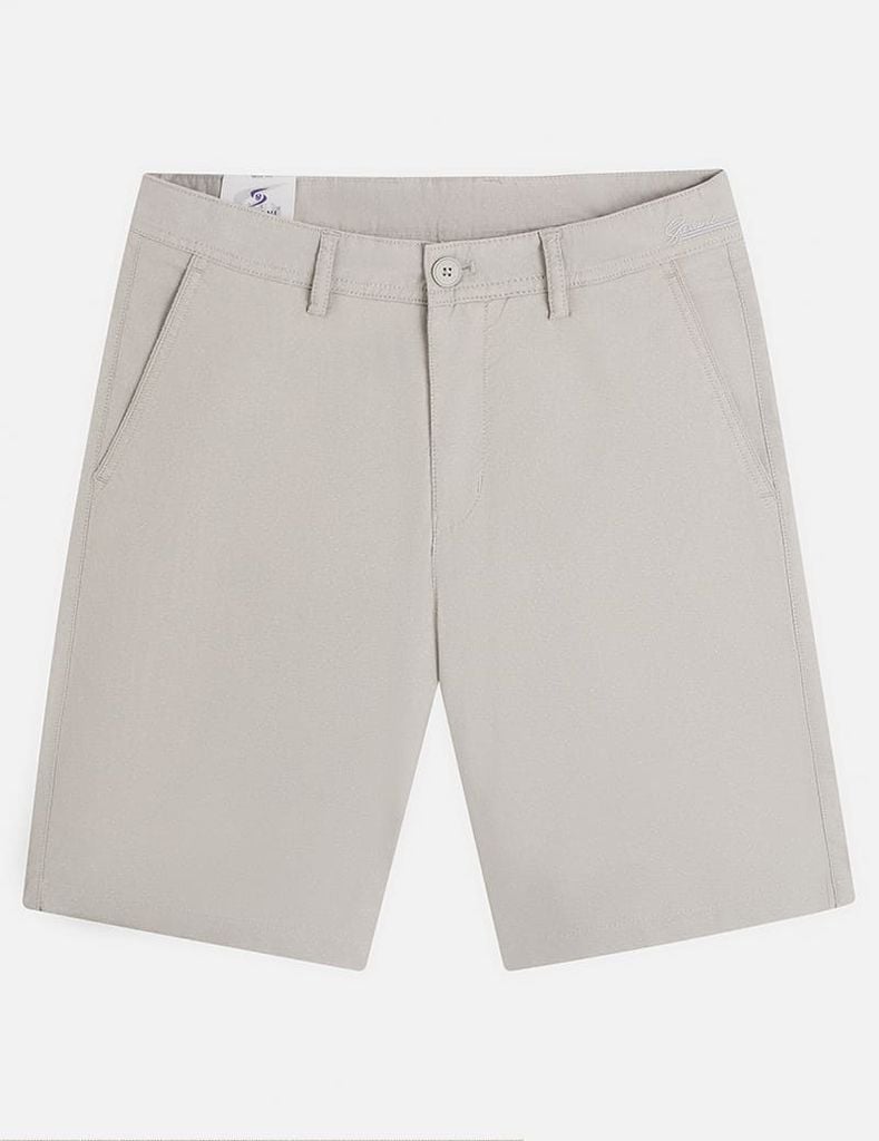 Quần short khaki nam cạp thường sườn cạp thêu chữ