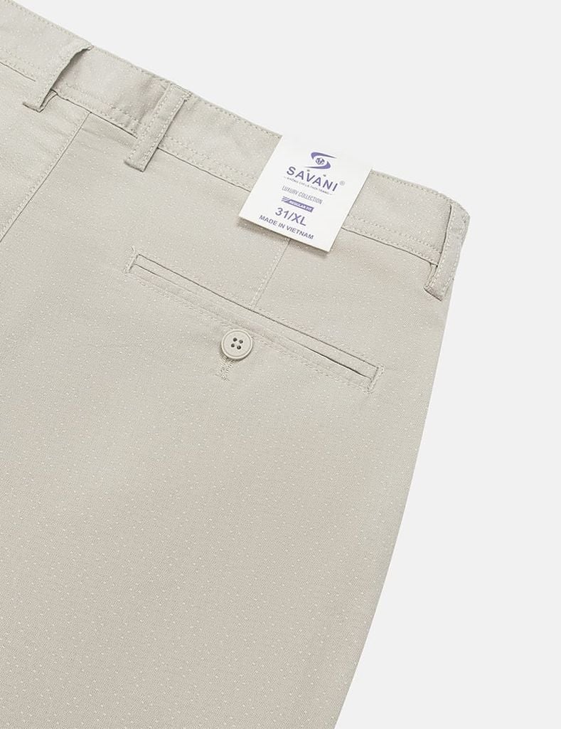 Quần short khaki nam cạp thường sườn cạp thêu chữ