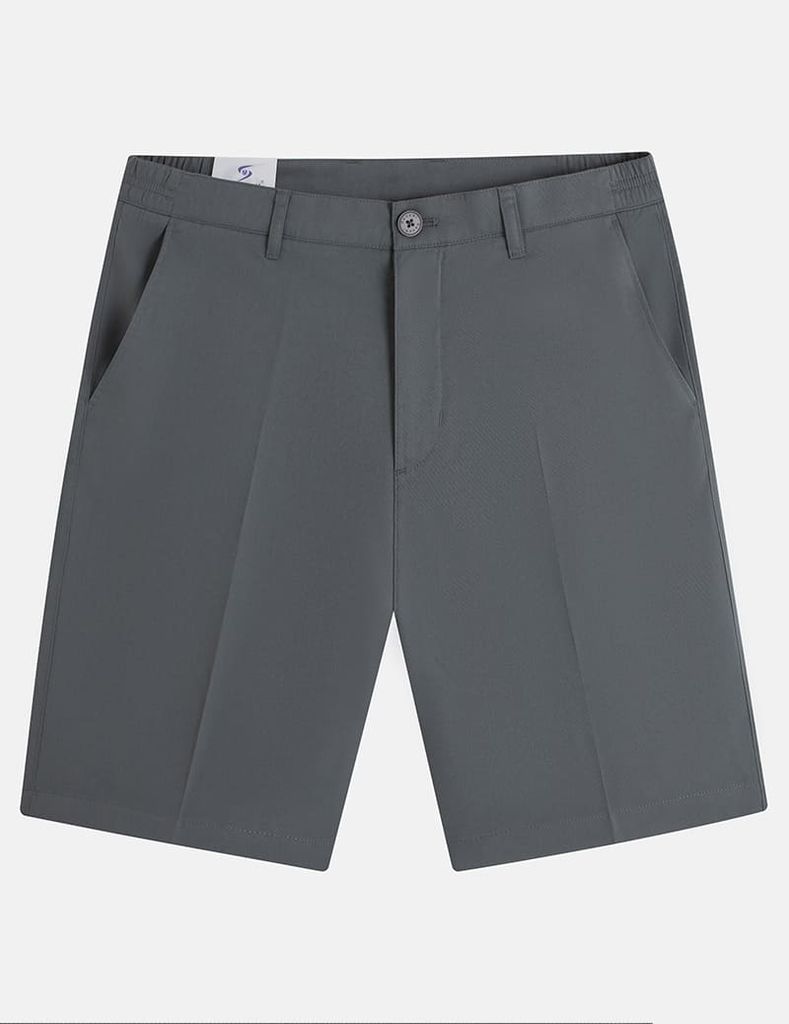 Quần short khaki nam cạp âu thêu logo túi sau