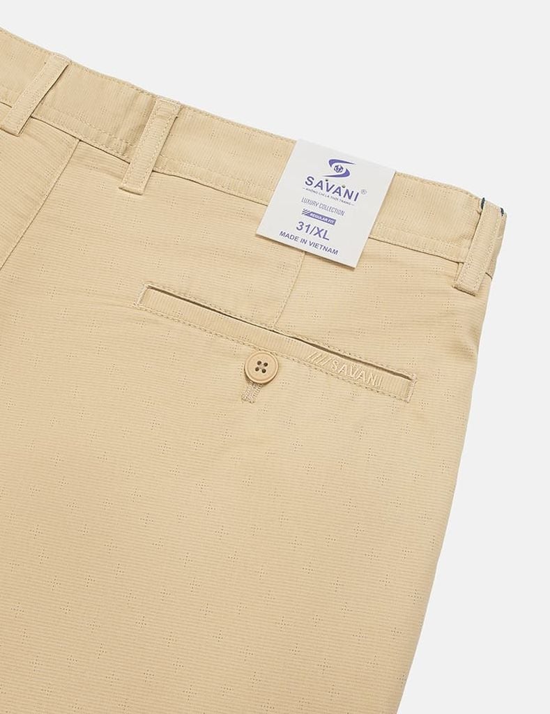 Quần short khaki nam cạp thường họa tiết dấu cộng