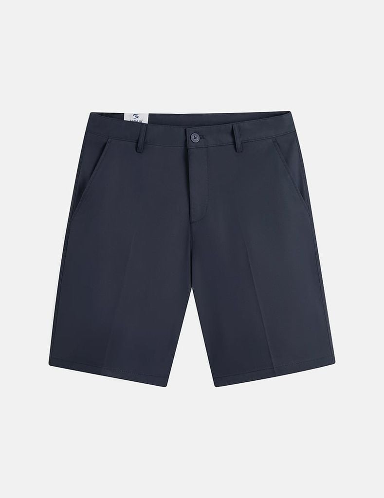 Quần short khaki nam mác da trang trí túi sau
