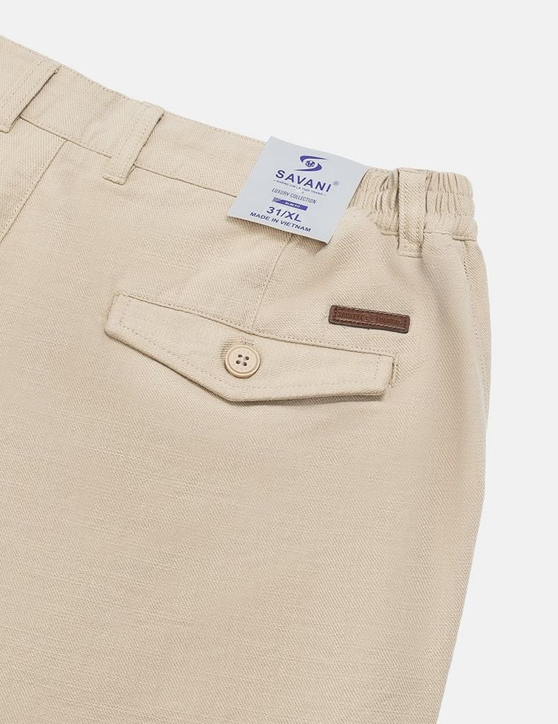 Quần short khaki đũi nam chun hai bên sườn
