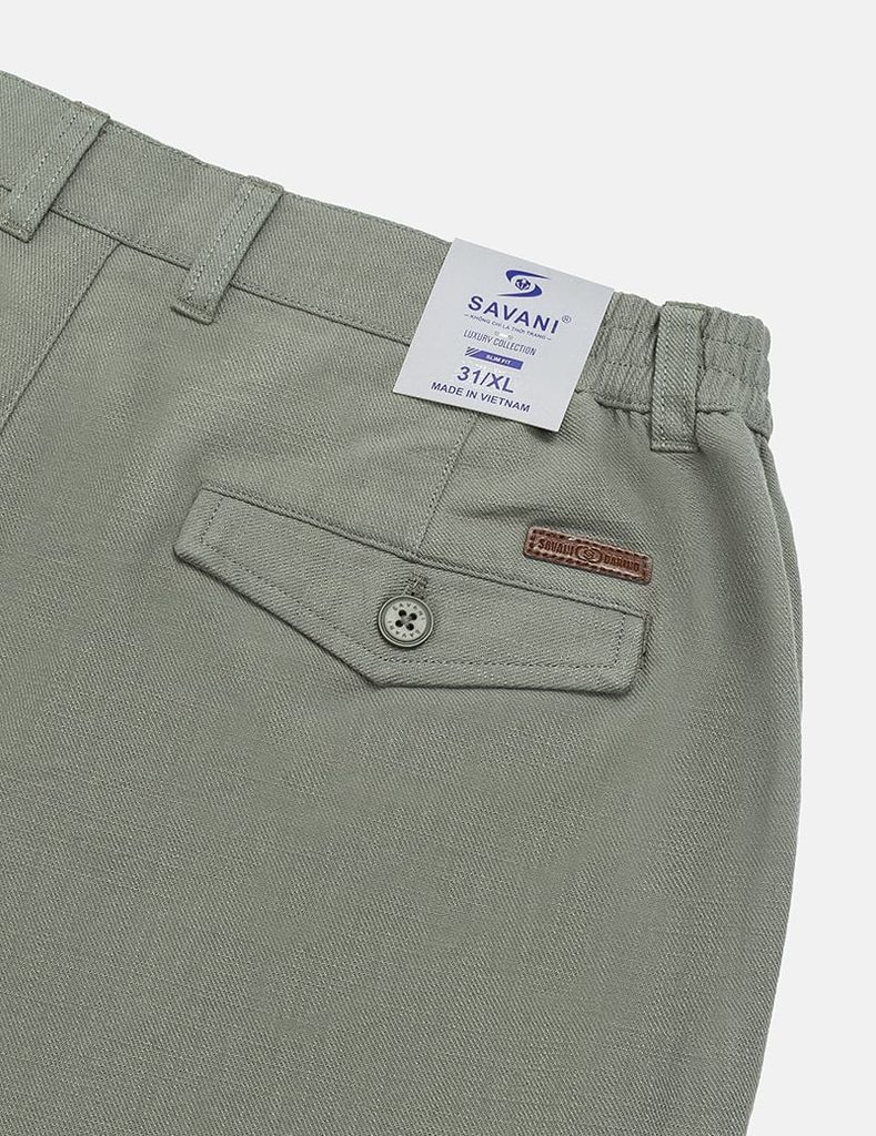 Quần short khaki đũi nam chun hai bên sườn