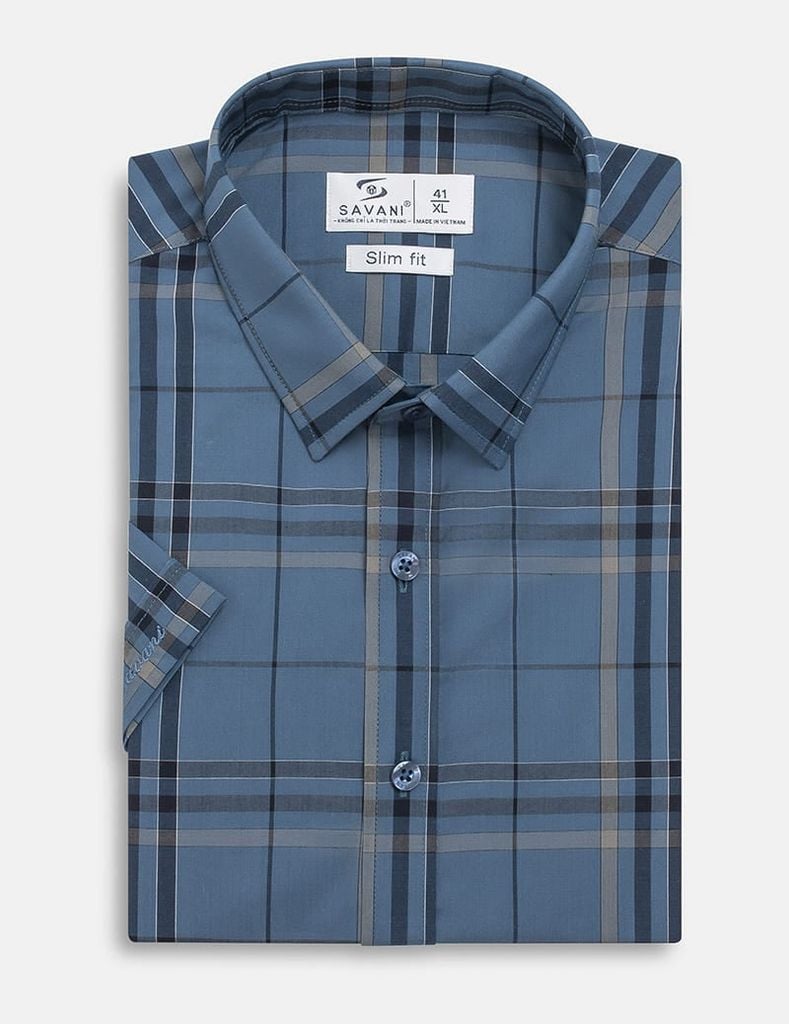 Áo sơ mi nam ngắn tay tà lượn không túi