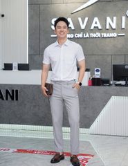 Áo sơ mi ngắn tay tà bằng có túi MSS071S4