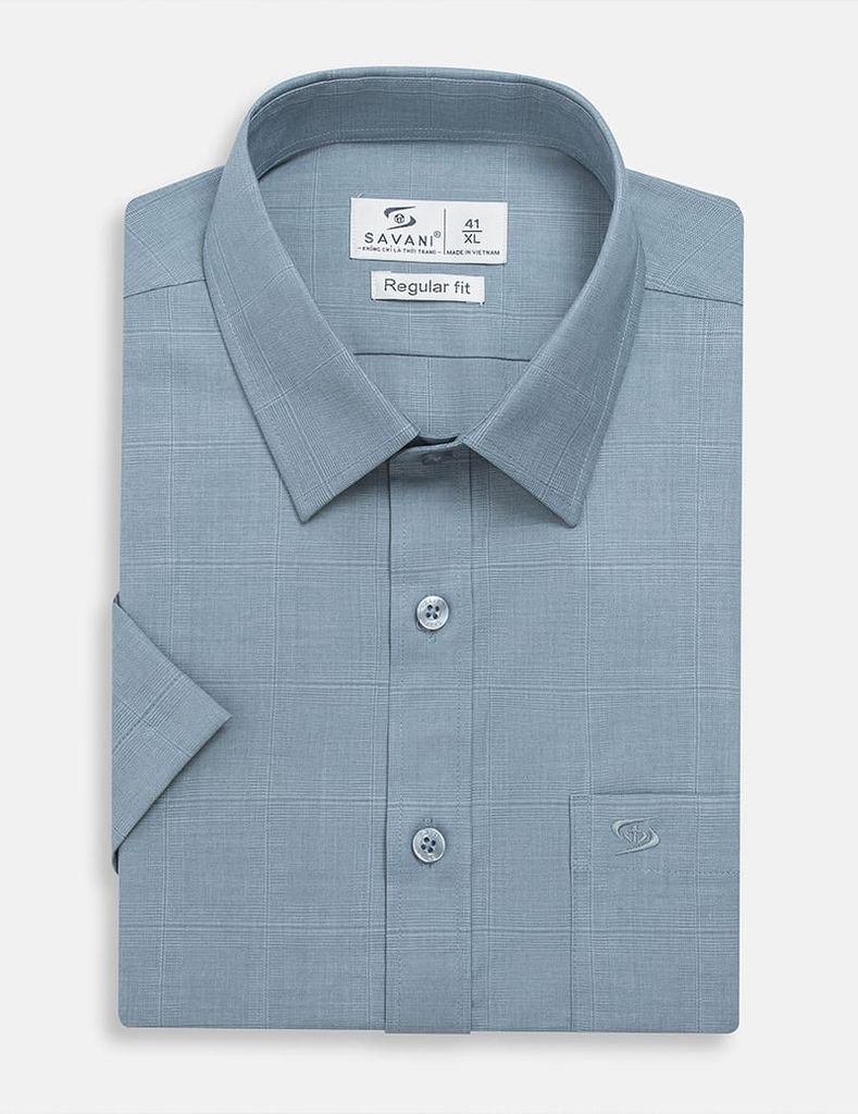 Áo sơ mi nam ngắn tay tà bằng có túi