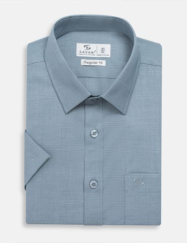 Áo sơ mi nam ngắn tay tà bằng có túi