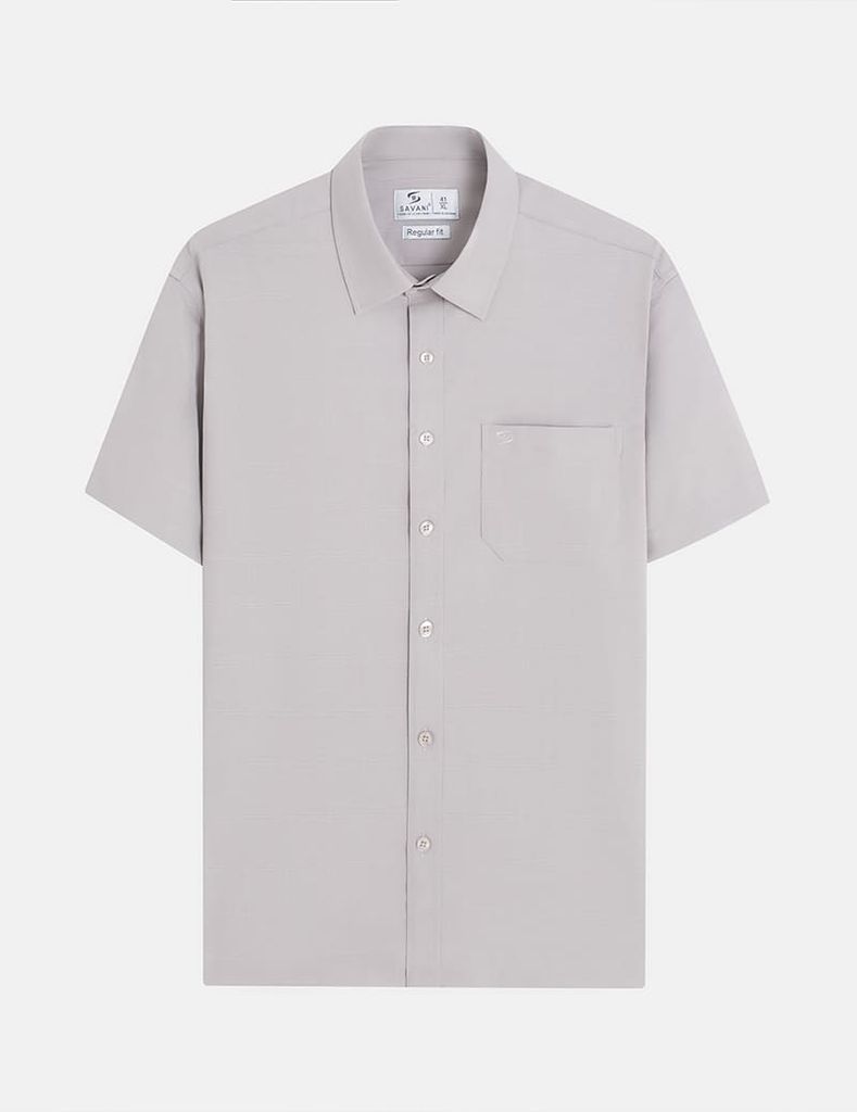 Áo sơ mi nam ngắn tay tà bằng có túi