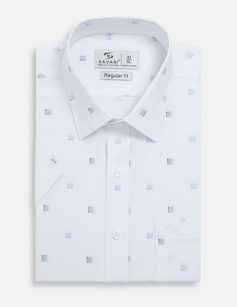 Áo sơ mi ngắn tay nam tà bằng có túi