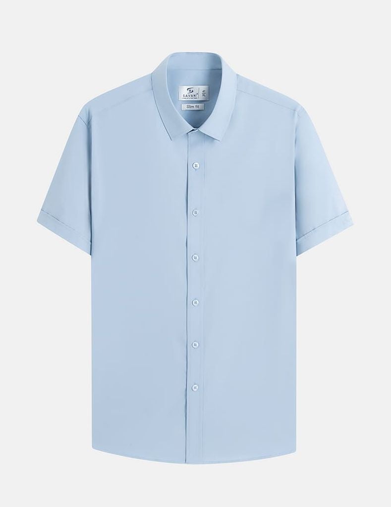 Áo sơ mi nam ngắn tay tà lượn không túi