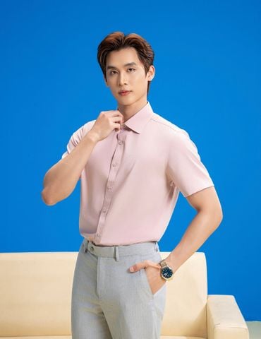 Sơ mi ngắn tay tà lượn không túi