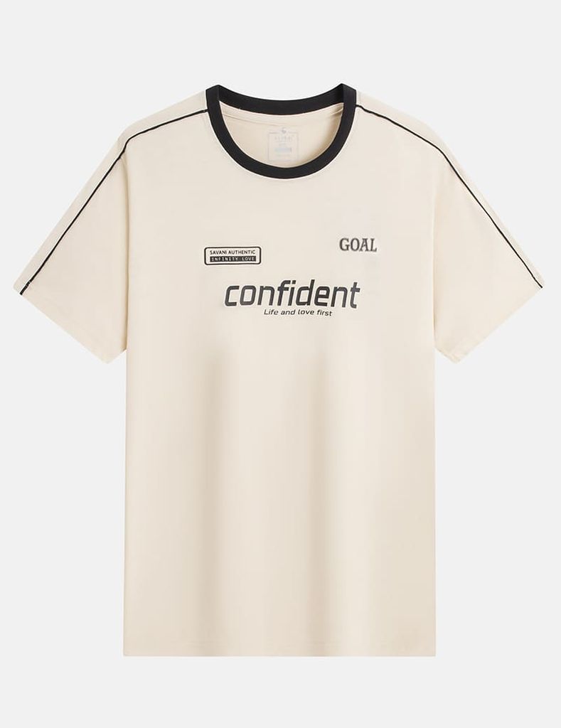 Áo t-shirt nam cổ bo rib khác màu phối vai tay