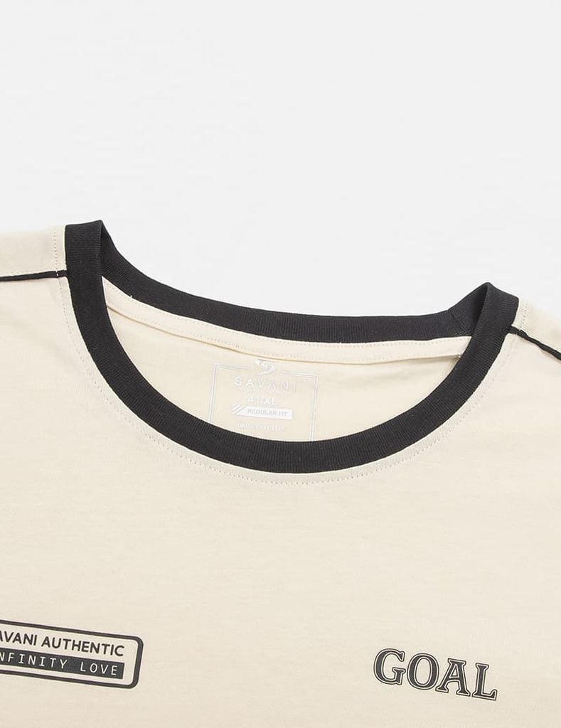 Áo t-shirt nam cổ bo rib khác màu phối vai tay