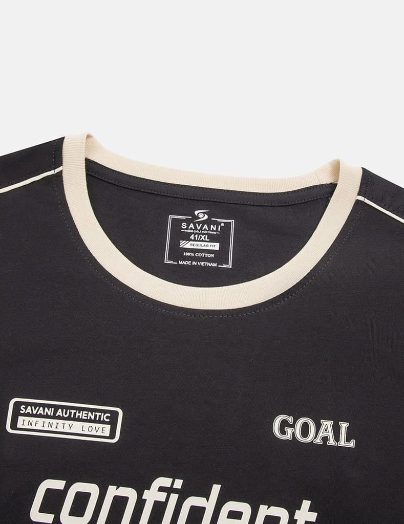 Áo t-shirt nam cổ bo rib khác màu phối vai tay