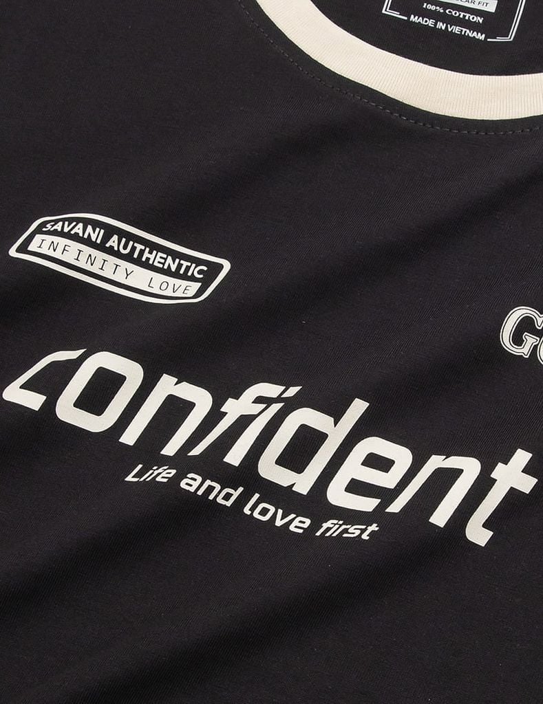 Áo t-shirt nam cổ bo rib khác màu phối vai tay