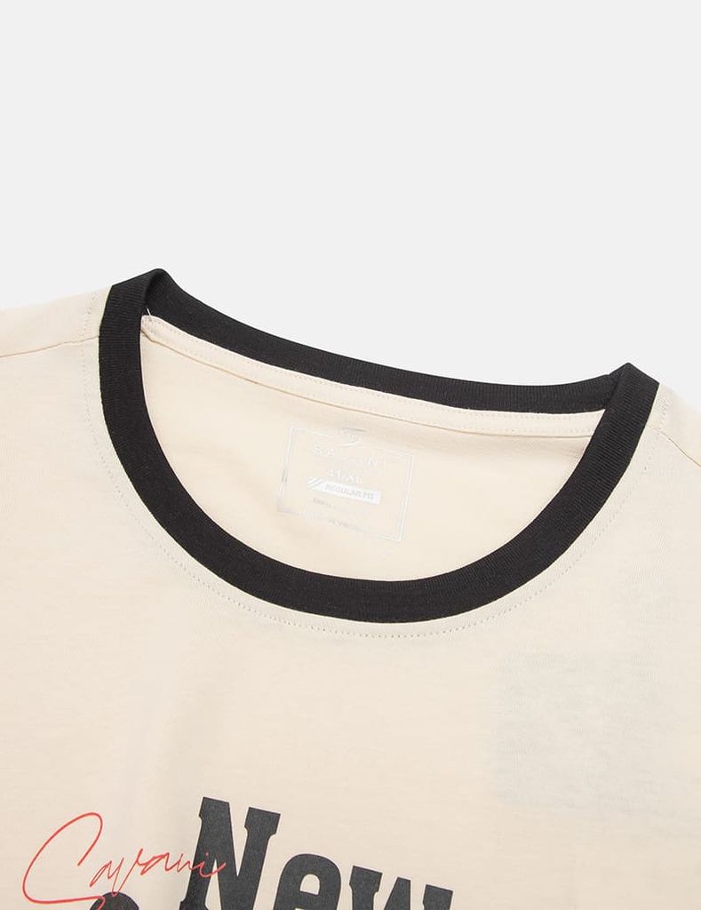 Áo thun ngắn tay cổ tròn nam hình in trước ngực