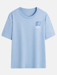 Áo thun ngắn tay cổ tròn nam hình in trước ngực dáng suông rộng