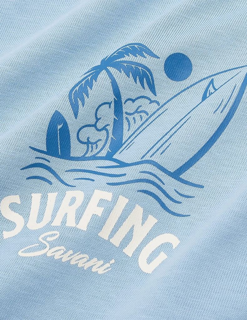 Áo thun ngắn tay cổ tròn nam hình in trước ngực dáng suông rộng