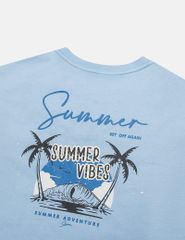 Áo thun ngắn tay cổ tròn nam hình in trước ngực dáng suông rộng