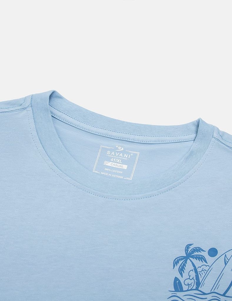 Áo thun ngắn tay cổ tròn nam hình in trước ngực dáng suông rộng