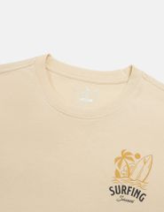 Áo thun ngắn tay cổ tròn nam hình in trước ngực dáng suông rộng