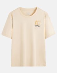 Áo thun ngắn tay cổ tròn nam hình in trước ngực dáng suông rộng