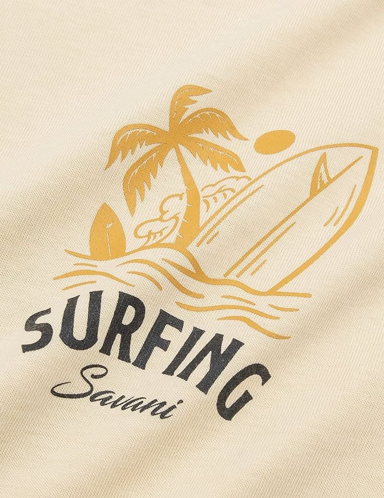 Áo thun ngắn tay cổ tròn nam hình in trước ngực dáng suông rộng