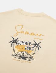 Áo thun ngắn tay cổ tròn nam hình in trước ngực dáng suông rộng