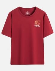 Áo thun ngắn tay cổ tròn nam hình in trước ngực dáng suông rộng