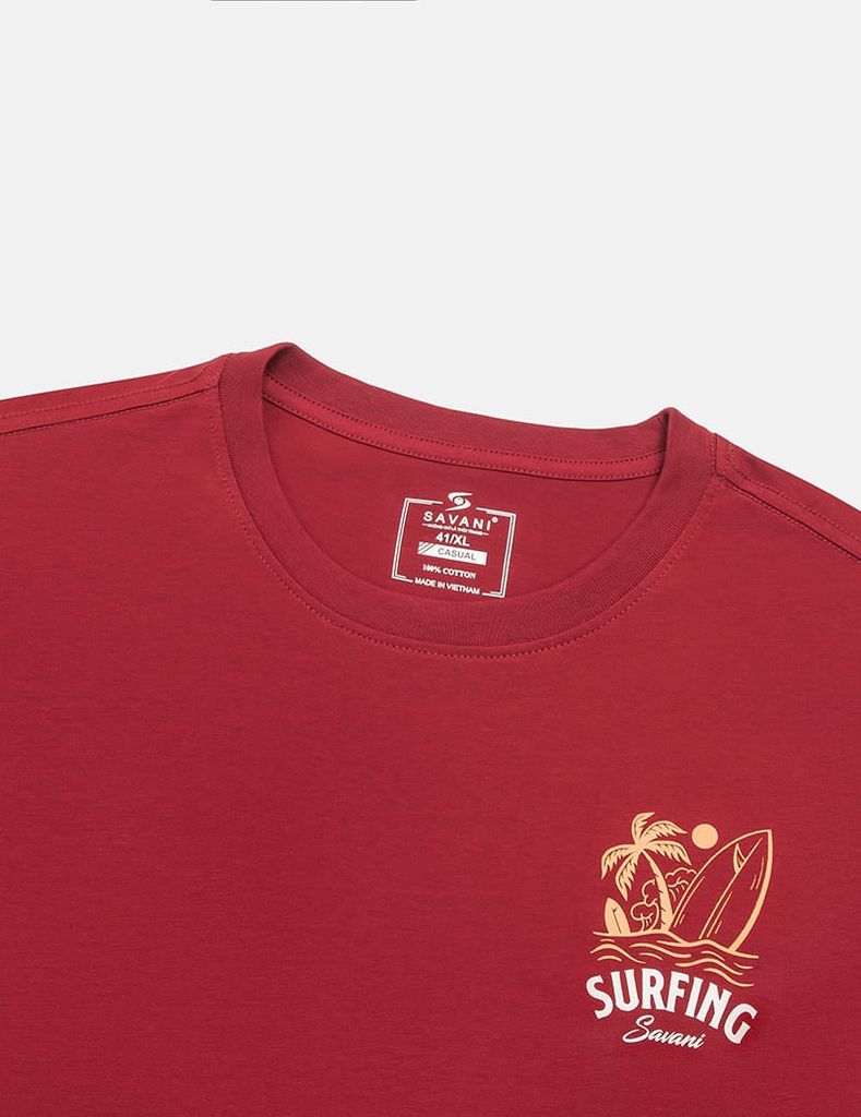 Áo thun ngắn tay cổ tròn nam hình in trước ngực dáng suông rộng