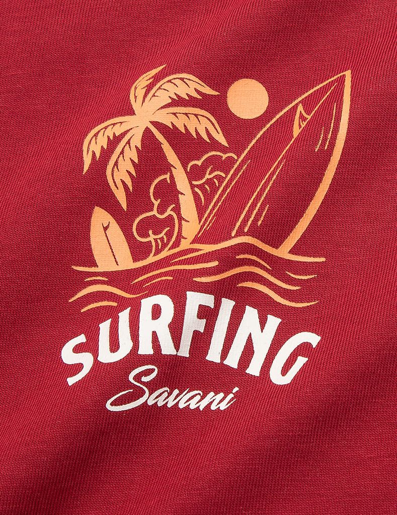 Áo thun ngắn tay cổ tròn nam hình in trước ngực dáng suông rộng