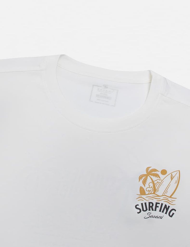 Áo thun ngắn tay cổ tròn nam hình in trước ngực dáng suông rộng