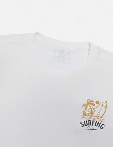 Áo thun ngắn tay cổ tròn nam hình in trước ngực dáng suông rộng