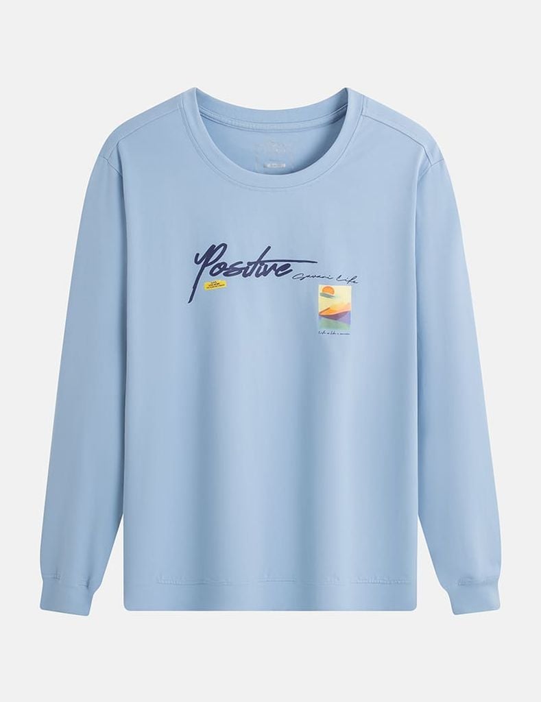 Áo thun dài tay nam cổ tròn hình in trước ngực