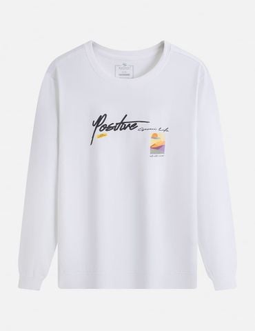 Áo thun dài tay nam cổ tròn hình in trước ngực