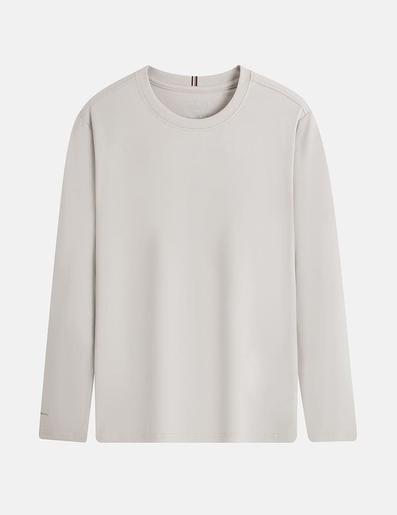 Áo thun dài tay cổ tròn nam thêu logo