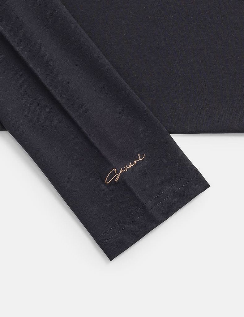 Áo thun dài tay cổ tròn nam thêu logo